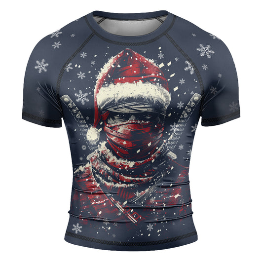 Rashninja Christmas Shadow Santa Men's Short Sleeve Rash Guard
