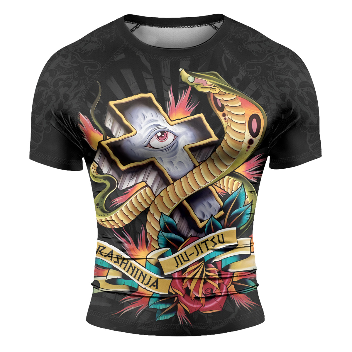 Rashninja Snake Tattoo Dragon Ink Men's Short Sleeve Rash Guard

