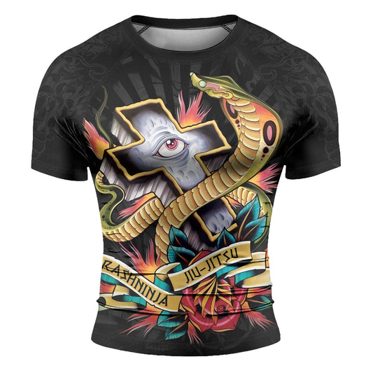 Rashninja Snake Tattoo Dragon Ink Men's Short Sleeve Rash Guard


