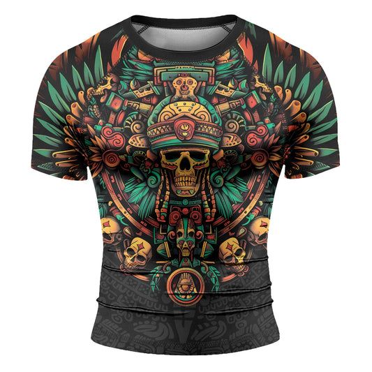 Rashninja Aztec Fire Dance Men's Short Sleeve Rash Guard

