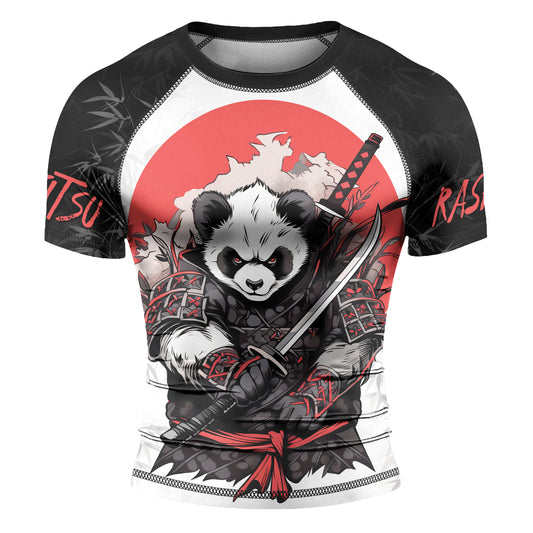 Rashninja Panda Samurai Blade Men's Short Sleeve Rash Guard