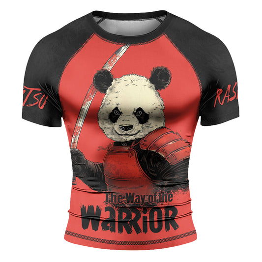 Rashninja Panda the Way of the Warrior Mastery Men's Short Sleeve Rash Guard