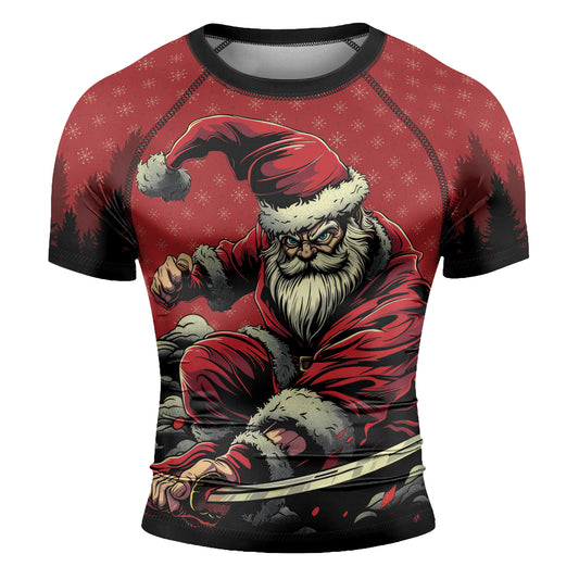 Rashninja Christmas Santa Grappler Men's Short Sleeve Rash Guard