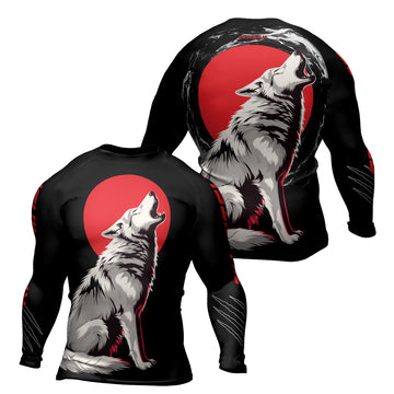 Rashninja Wolf Moon Howl Men's Long Sleeve Rash Guard

