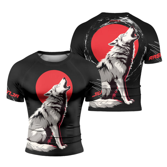 Rashninja Wolf Moon Howl Men's Short Sleeve Rash Guard

