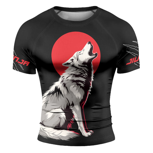 Rashninja Wolf Moon Howl Men's Short Sleeve Rash Guard

