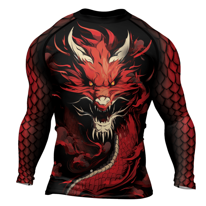 Rashninja Legendary Fire Dragon Men's Long Sleeve Rash Guard - Rashninja LLC