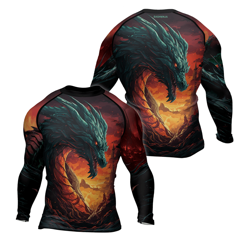 Rashninja Wielder of Flames Dragon Men's Long Sleeve Rash Guard