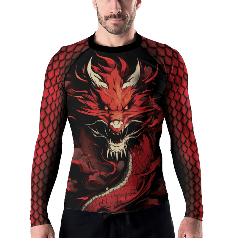 Rashninja Legendary Fire Dragon Men's Long Sleeve Rash Guard - Rashninja LLC