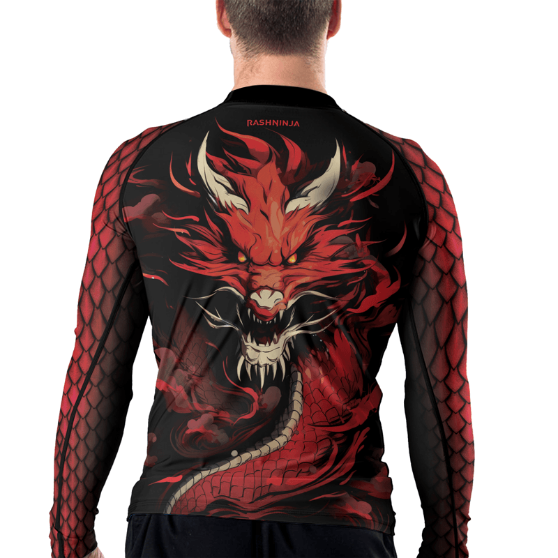 Rashninja Legendary Fire Dragon Men's Long Sleeve Rash Guard - Rashninja LLC