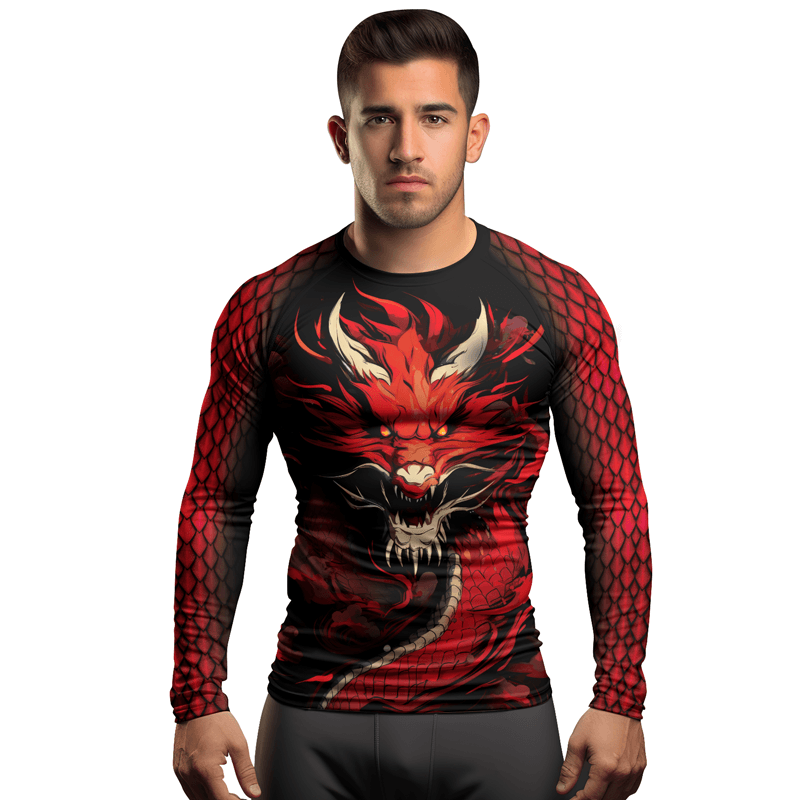 Rashninja Legendary Fire Dragon Men's Long Sleeve Rash Guard - Rashninja LLC