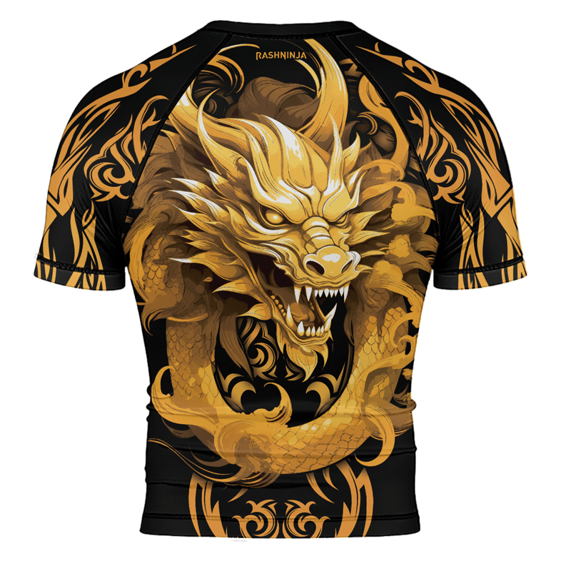 Rashninja Golden Dragon Men's Short Sleeve Rash Guard - Rashninja LLC