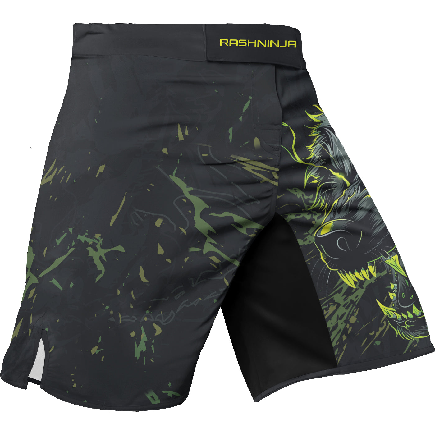 Rashninja Neon Snarling Wolf Men's Fight Shorts