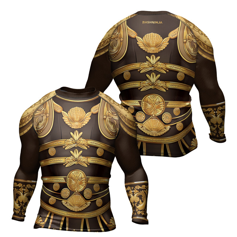 Rashninja Spartan Golden Armor Men's Long Sleeve Rash Guard
