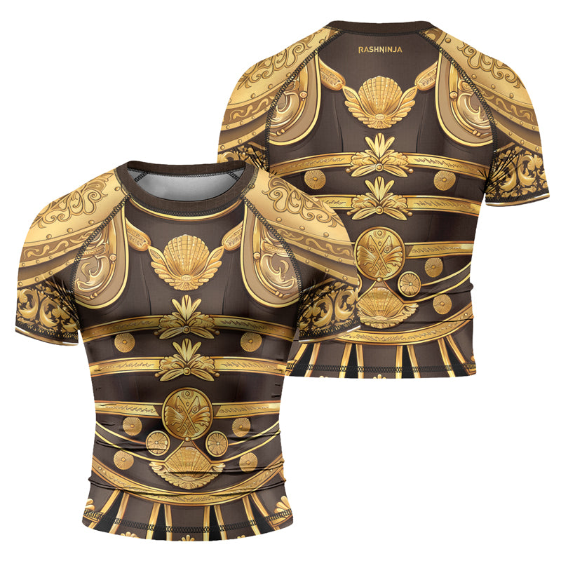 Rashninja Spartan Golden Armor Men's Short Sleeve Rash Guard