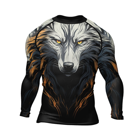 Rashninja White Alpha Wolf Men's Long Sleeve Rash Guard