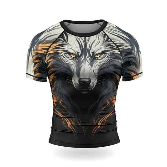 Rashninja White Alpha Wolf Men's Short Sleeve Rash Guard