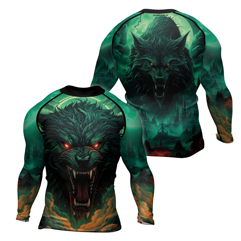 Rashninja Wild Snarling Wolf Men's Long Sleeve Rash Guard