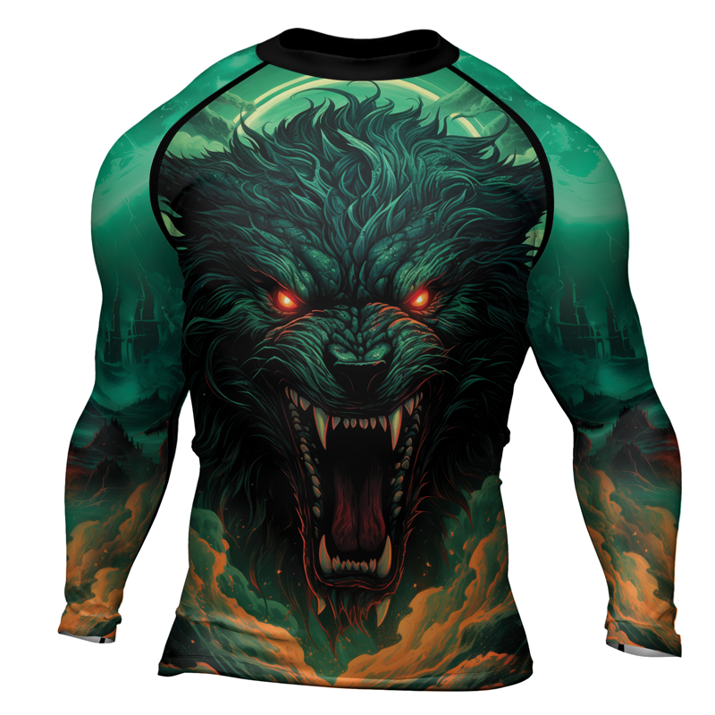 Rashninja Wild Snarling Wolf Men's Long Sleeve Rash Guard