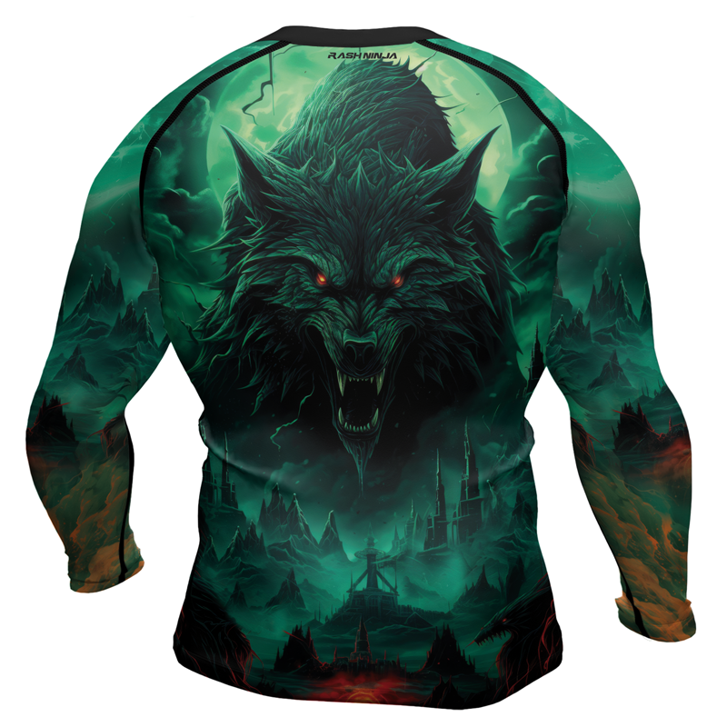 Rashninja Wild Snarling Wolf Men's Long Sleeve Rash Guard