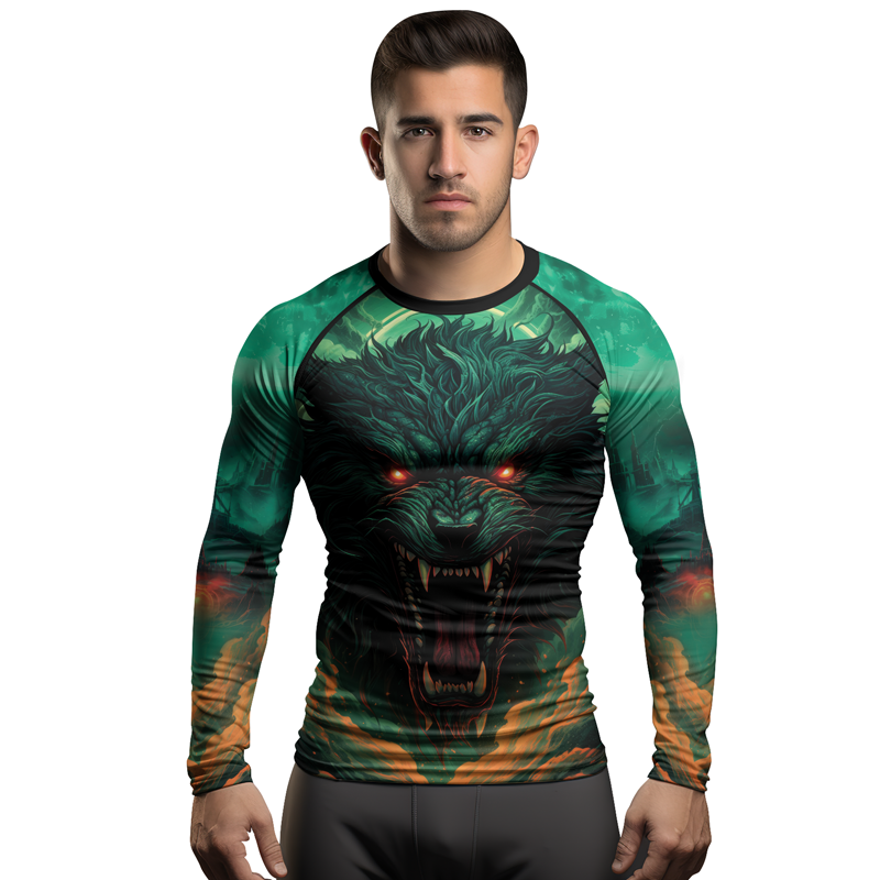 Rashninja Wild Snarling Wolf Men's Long Sleeve Rash Guard