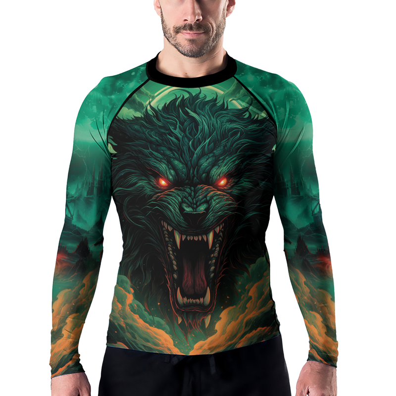 Rashninja Wild Snarling Wolf Men's Long Sleeve Rash Guard