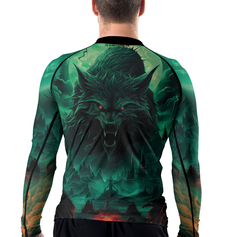 Rashninja Wild Snarling Wolf Men's Long Sleeve Rash Guard