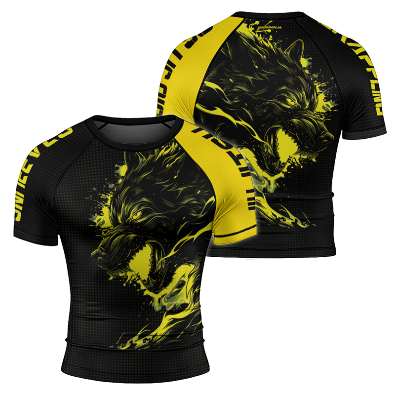 Rashninja Snarling Wolf Men's Short Sleeve Rash Guard | Rash Guard