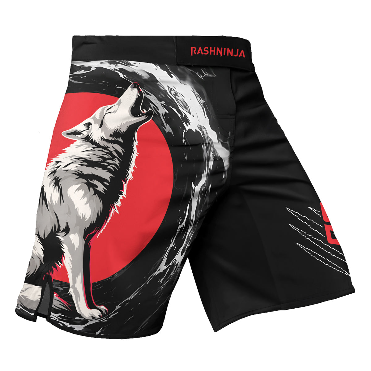Rashninja Wolf Moon Howl Men's Fight Shorts