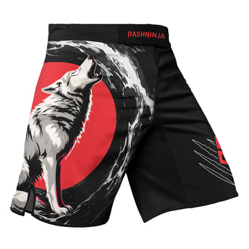 Rashninja Wolf Moon Howl Men's Fight Shorts