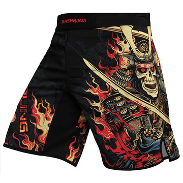 Rashninja Samurai Skull Fire Men's Fight Shorts