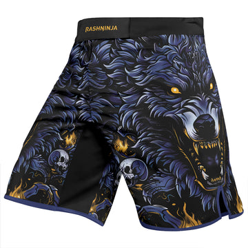 Rashninja Wolf Snow Hunt Men's Fight Shorts

