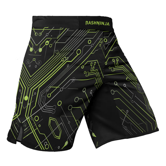 Rashninja Cyber Skull Green Men's Fight Shorts