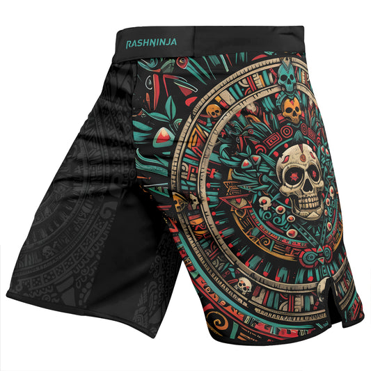 Rashninja Aztec Sun Warrior Men's Fight Shorts

