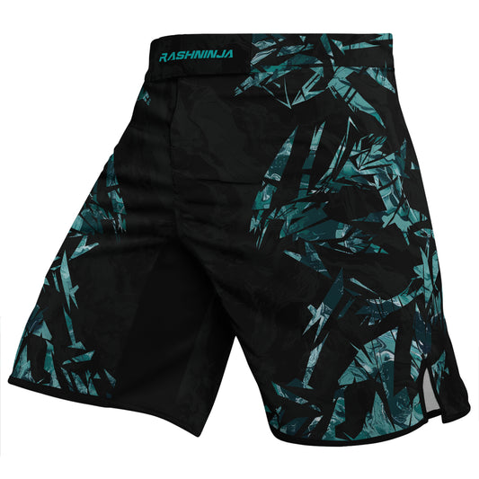 Rashninja Cyber Storm Turquoise Marble Men's Fight Shorts