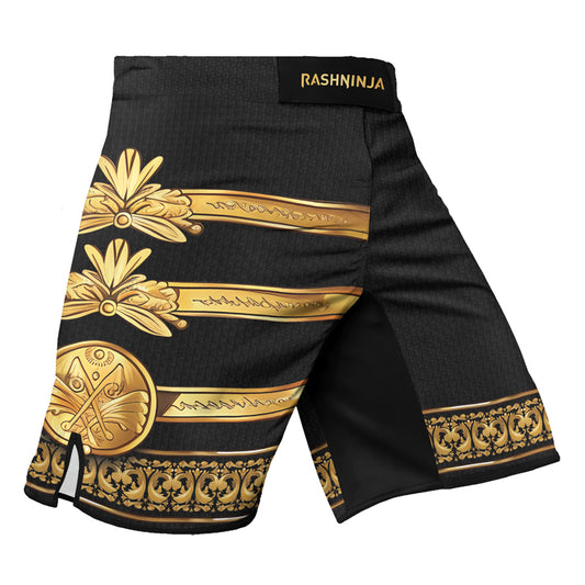 Rashninja Spartan Helmet Flames Men's Fight Shorts