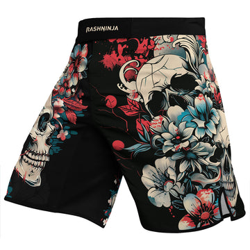 Rashninja Halloween Skull Blossom Men's Fight Shorts