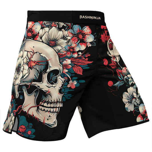 Rashninja Halloween Skull Blossom Men's Fight Shorts