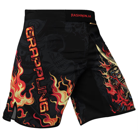 Rashninja Samurai Skull Fire Men's Fight Shorts