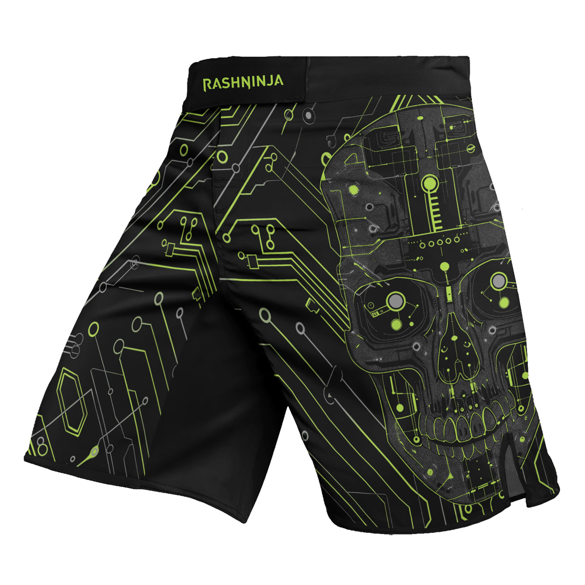 Rashninja Cyber Skull Green Men's Fight Shorts