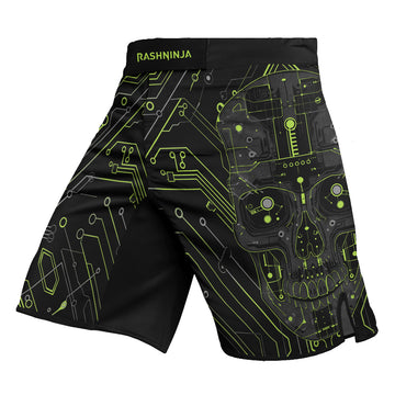 Rashninja Cyber Skull Green Men's Fight Shorts