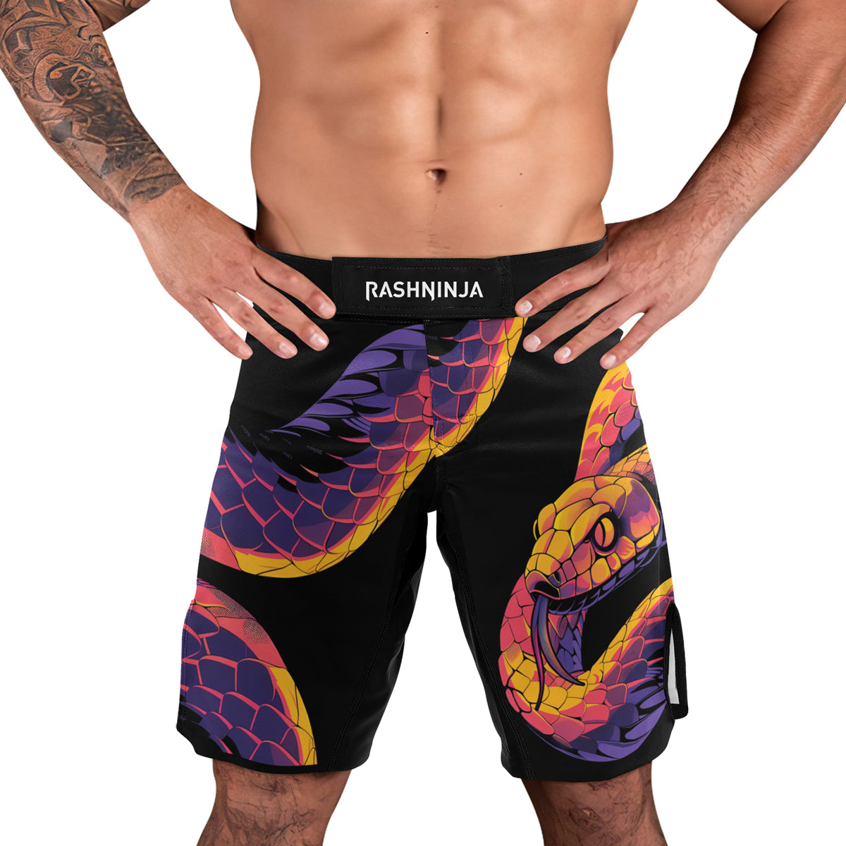 Rashninja Snake Fire Coil Men's Fight Shorts