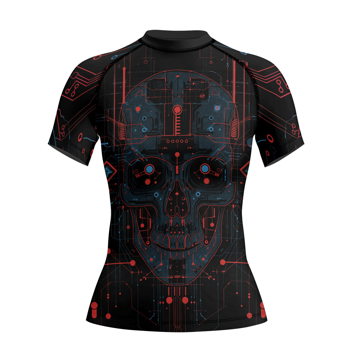 Rashninja Cyber Skull Red Women's Short Sleeve Rash Guard