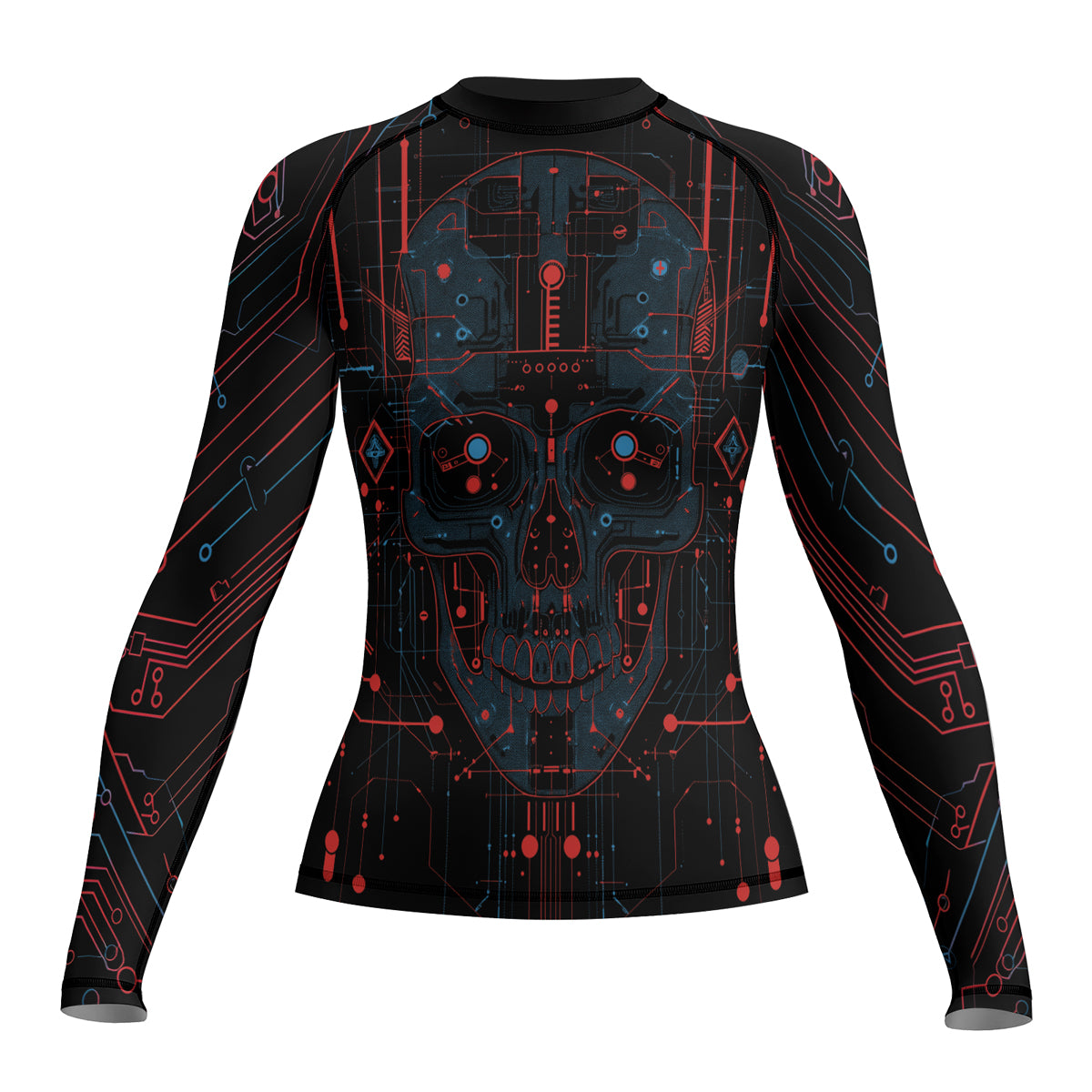 Rashninja Cyber Skull Red Women's Long Sleeve Rash Guard

