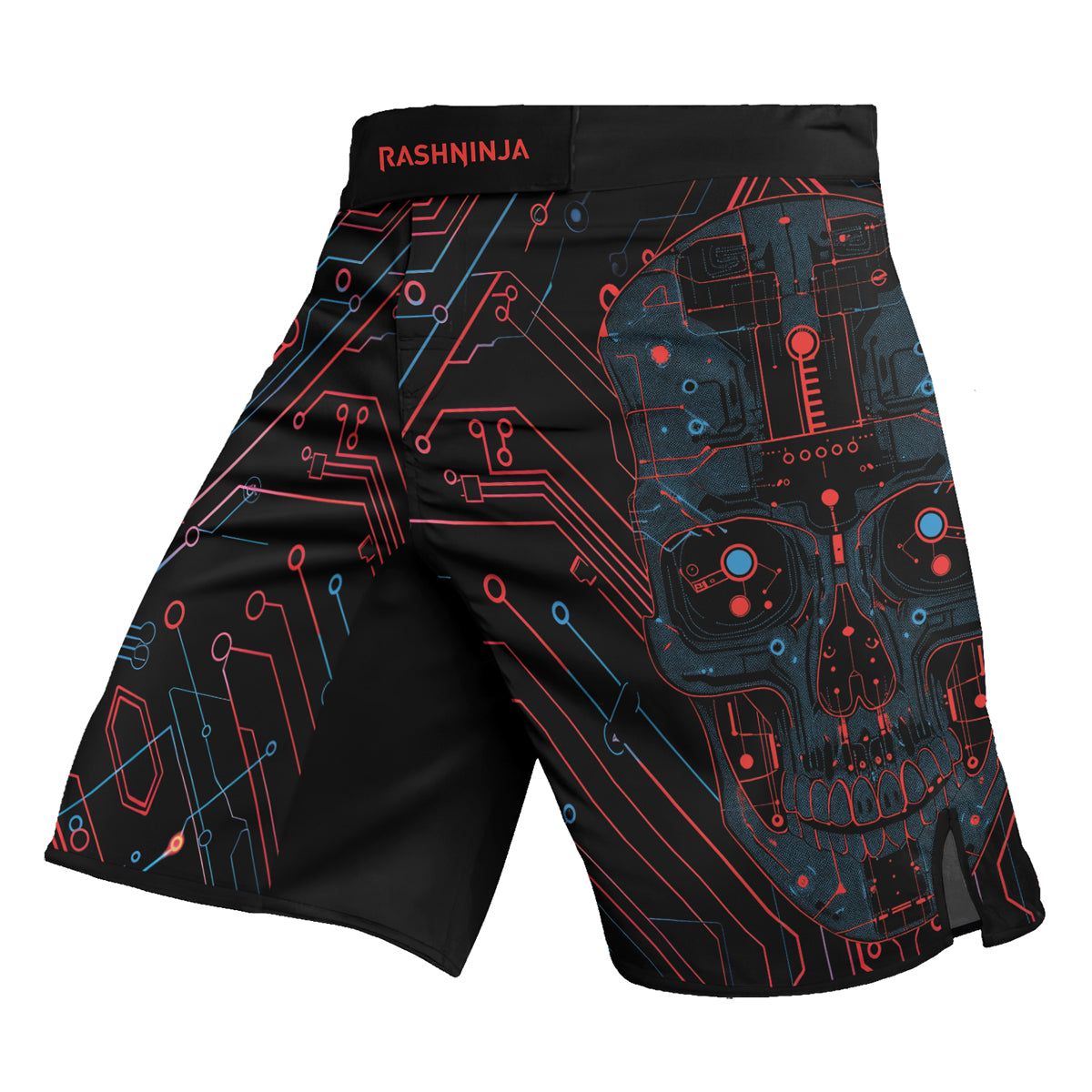 Rashninja Cyber Skull Red Men's Fight Shorts
