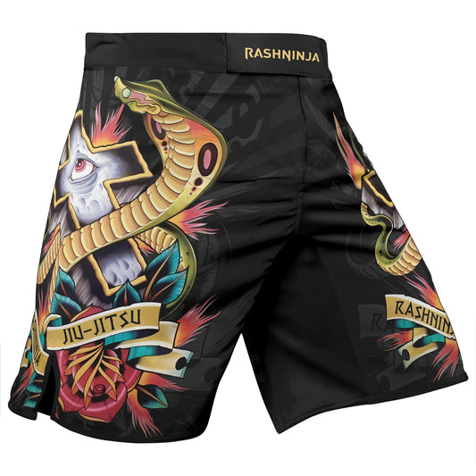 Rashninja Snake Tattoo Ink Spiral Men's Fight Shorts