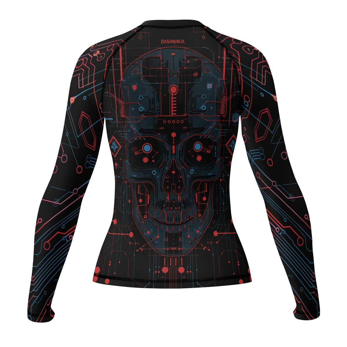 Rashninja Cyber Skull Red Women's Long Sleeve Rash Guard

