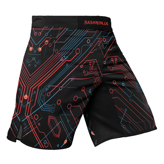 Rashninja Cyber Skull Red Men's Fight Shorts