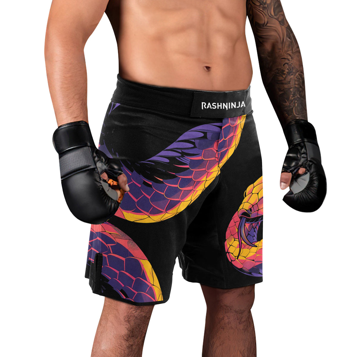 Rashninja Snake Fire Coil Men's Fight Shorts
