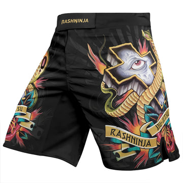 Rashninja Snake Tattoo Ink Spiral Men's Fight Shorts